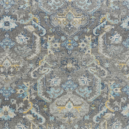 Pasargad Chelsea Collection Power-Loomed Polypropylene/Polyester Area Rug - Gray/Ivory, 79" x 108" (rc-5587gw 7x9)