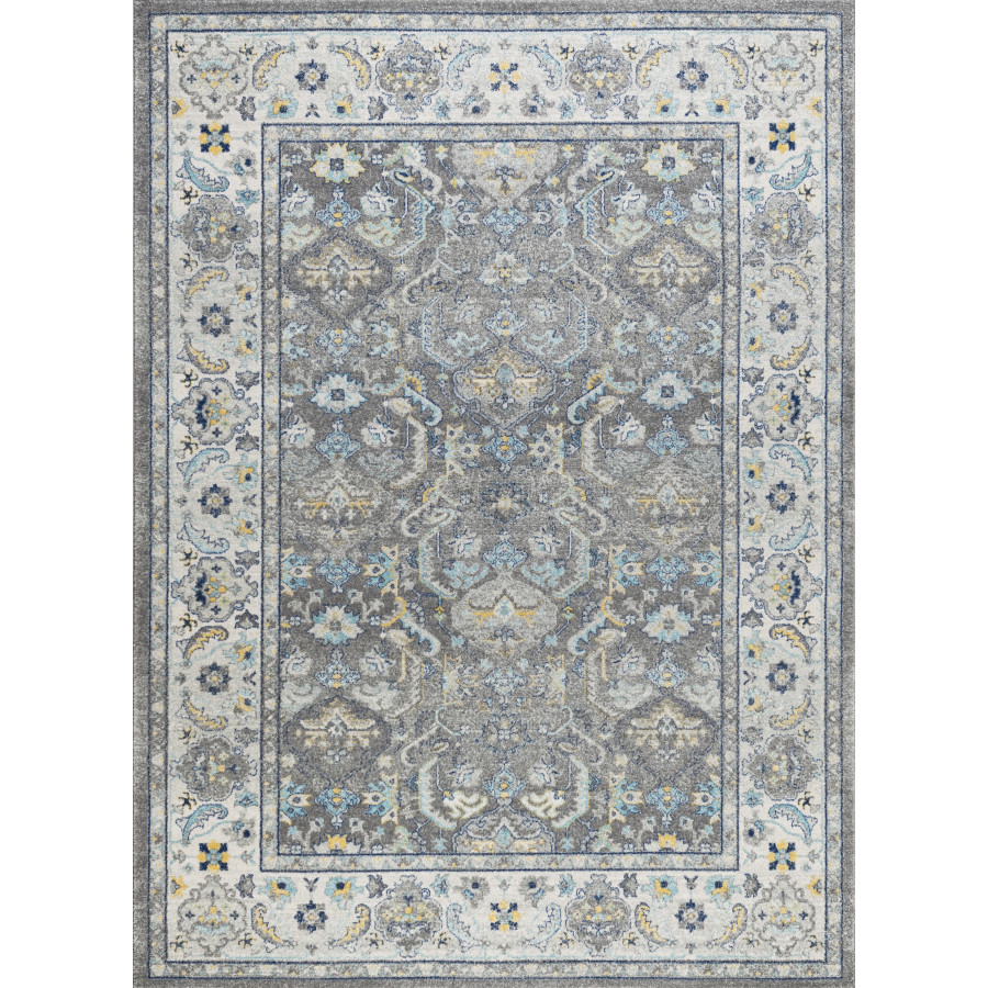 Pasargad Chelsea Collection Power Loom Polypropylene/Polyester Area Rug - Gray/Ivory, 96" x 120" (rc-5587gw 8x10)