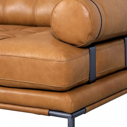 Pasargad - Kimberly 3 Seater Sofa in Brown, Leather