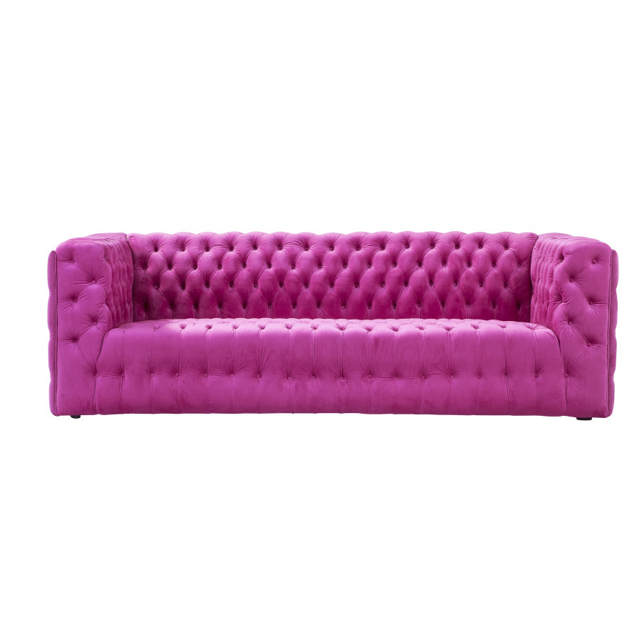 Pasargad - Vicenza Chesterfield Sofa in Fuschia, Velvet