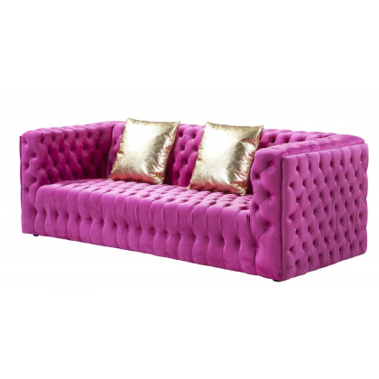 Pasargad - Vicenza Chesterfield Sofa in Fuschia, Velvet