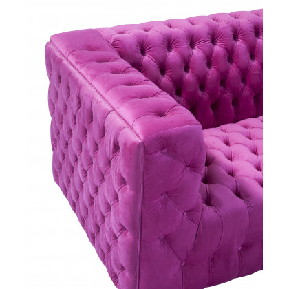 Pasargad - Vicenza Chesterfield Sofa in Fuschia, Velvet