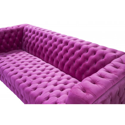 Pasargad - Vicenza Chesterfield Sofa in Fuschia, Velvet