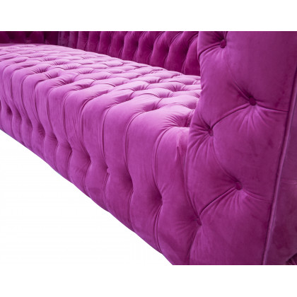Pasargad - Vicenza Chesterfield Sofa in Fuschia, Velvet