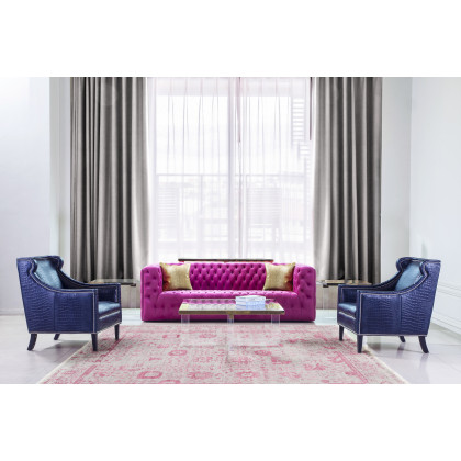 Pasargad - Vicenza Chesterfield Sofa in Fuschia, Velvet