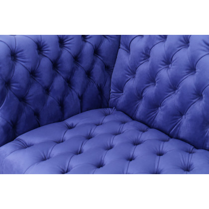 Pasargad Vicenza Collection Velvet Tufted Sofa - Blue