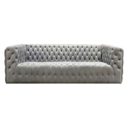 Pasargad Vicenza Collection Velvet Tufted Sofa - Silver