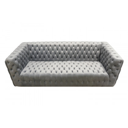 Pasargad Vicenza Collection Velvet Tufted Sofa - Silver