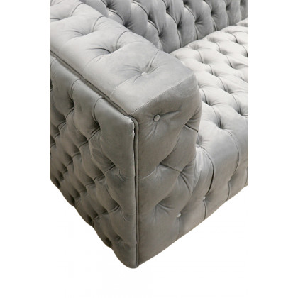 Pasargad Vicenza Collection Velvet Tufted Sofa - Silver