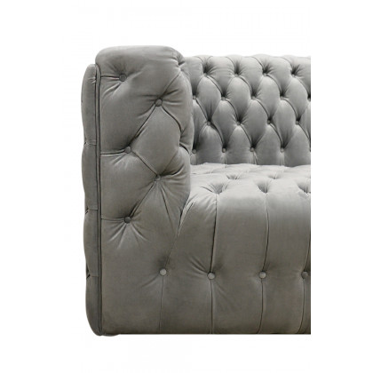Pasargad Vicenza Collection Velvet Tufted Sofa - Silver