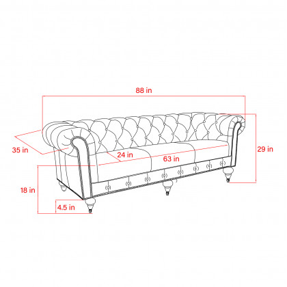 Pasargad - Chester Bay Tufted Chesterfield Sofa in Brown, Genuine Leather