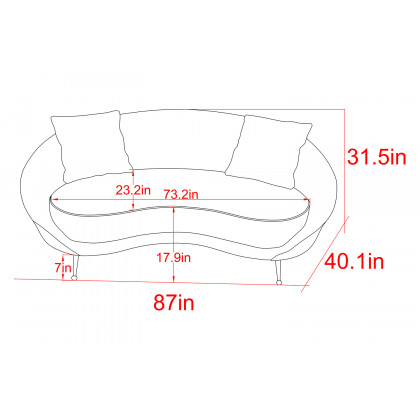 Pasargad Luna Collection Textured Fabric Curved Sofa - Ivory