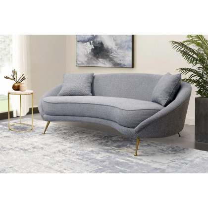 Pasargad Luna Collection Textured Fabric Curved Sofa - Gray