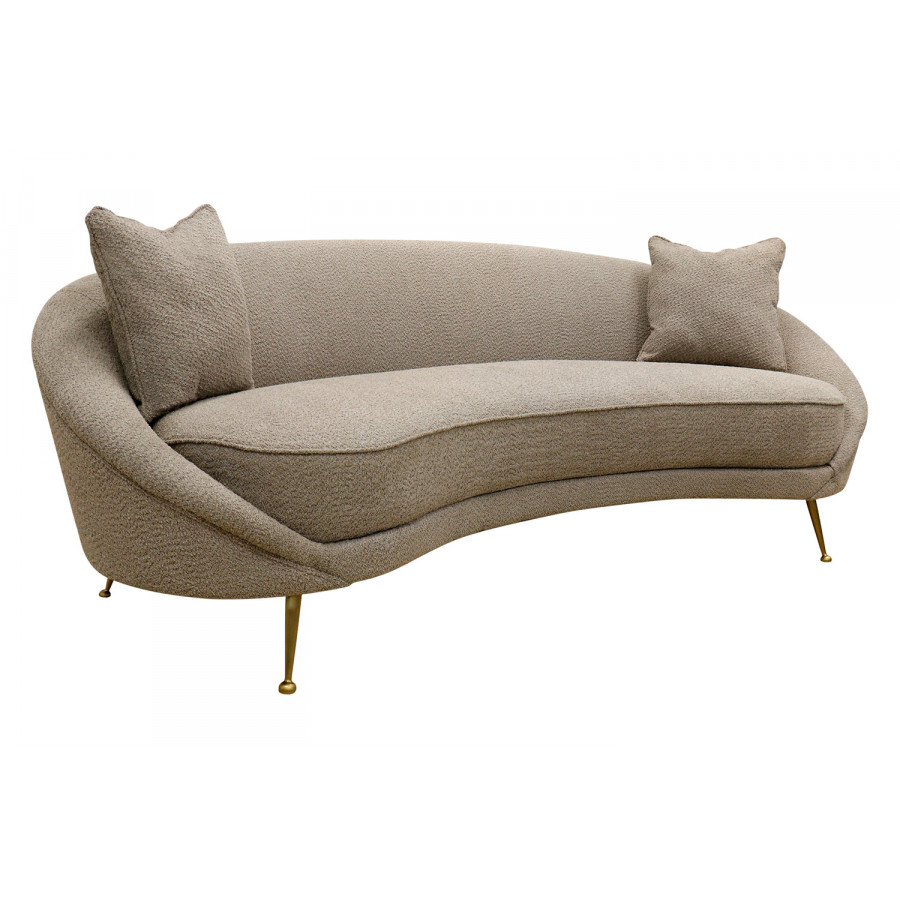 Pasargad Luna Collection Textured Fabric Curved Sofa - Mocha