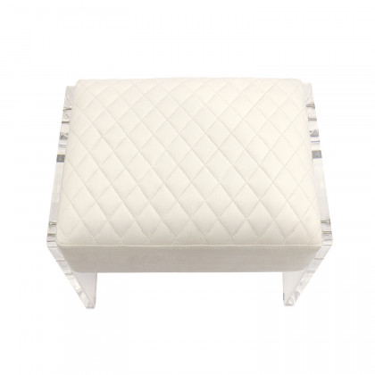 Pasargad - Tribecca Stool in Ivory/Clear, Acrylic/Velvet