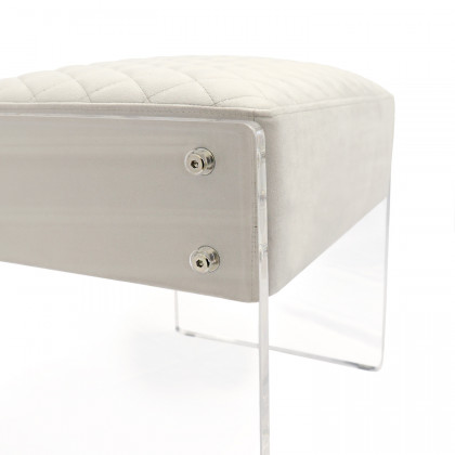 Pasargad - Tribecca Stool in Ivory/Clear, Acrylic/Velvet