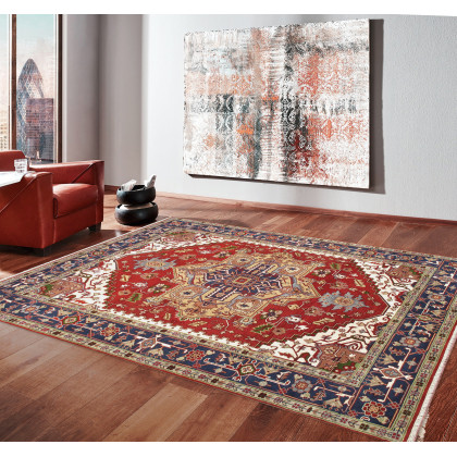 Pasargad - Serapi Collection Hand-Knotted Wool Area Rug in Rust/Navy, 108" x 144" (T-109 9x12)