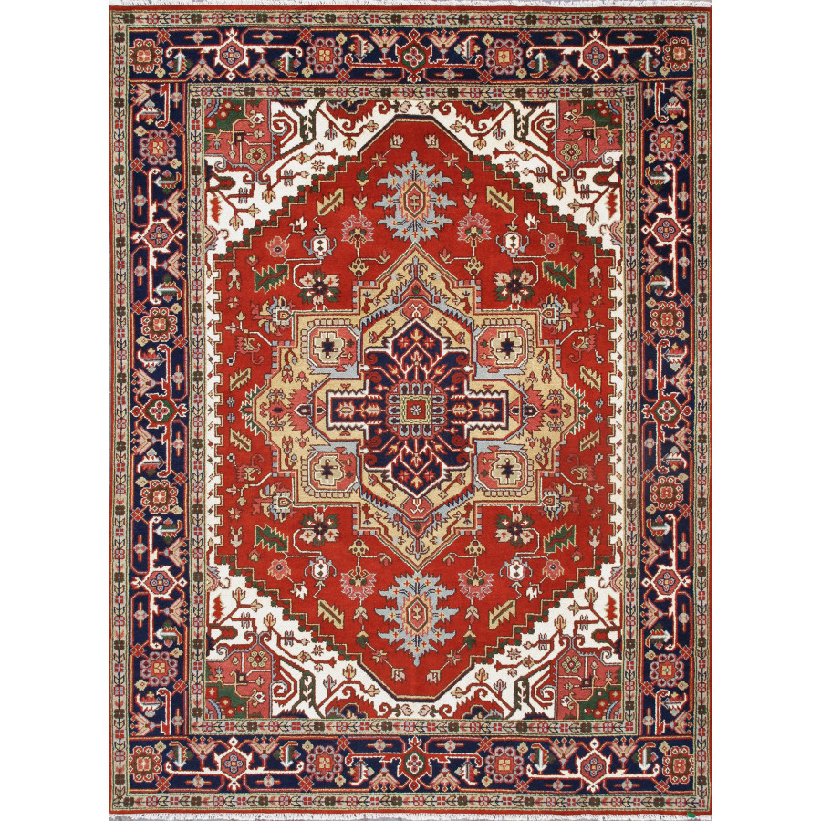 Pasargad - Serapi Collection Hand-Knotted Wool Area Rug in Rust/Navy, 106" x 142" (T-110 9x12)