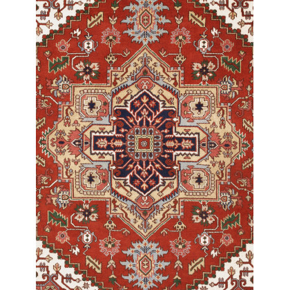 Pasargad - Serapi Collection Hand-Knotted Wool Area Rug in Rust/Navy, 106" x 142" (T-110 9x12)