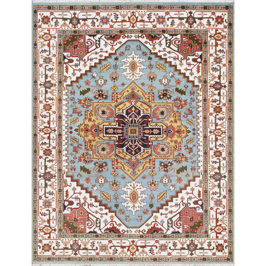Pasargad - Serapi Collection Hand-Knotted Wool Area Rug in L. Blue/Ivory, 109" x 142" (T-111 9x12)
