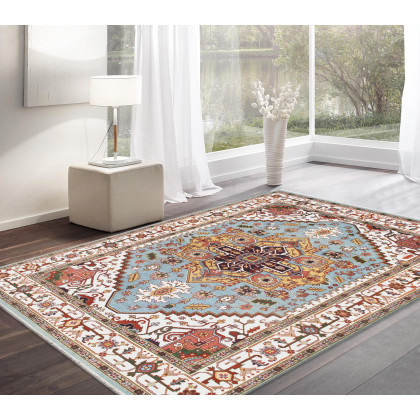 Pasargad - Serapi Collection Hand-Knotted Wool Area Rug in L. Blue/Ivory, 109" x 142" (T-111 9x12)