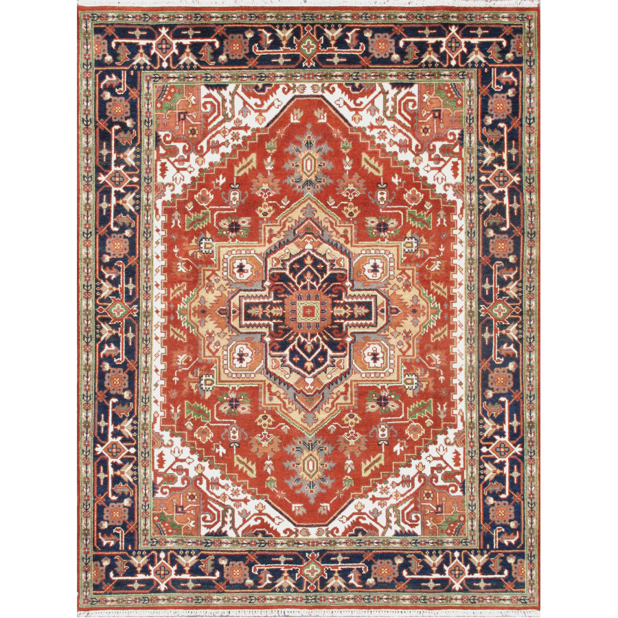 Pasargad - Serapi Collection Hand-Knotted Wool Area Rug in Rust/Navy, 93" x 122" (T-114 8x10)