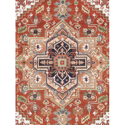 Pasargad - Serapi Collection Hand-Knotted Wool Area Rug in Rust/Navy, 93" x 122" (T-114 8x10)