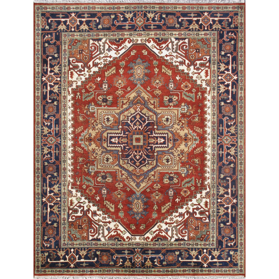Pasargad - Serapi Collection Hand-Knotted Wool Area Rug in Rust/Navy, 94" x 122" (T-115 8x10)