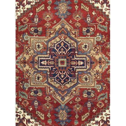 Pasargad - Serapi Collection Hand-Knotted Wool Area Rug in Rust/Navy, 94" x 122" (T-115 8x10)