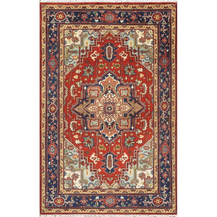 Pasargad - Serapi Collection Hand-Knotted Wool Area Rug in Rust/Navy, 60" x 91" (T-118 5x8)