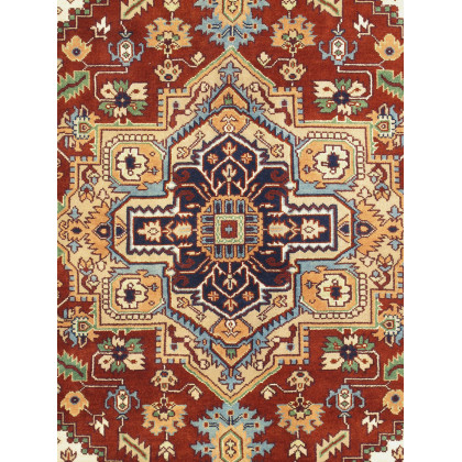 Pasargad - Serapi Collection Hand-Knotted Wool Area Rug in Rust/Navy, 91" x 117" (T-119 8x10)