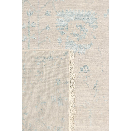 Pasargad - Transitional Collection Hand-Knotted Bamboo Silk/Wool Area Rug in Silver/Aqua, 107" x 140" (vase-3009 9x12)