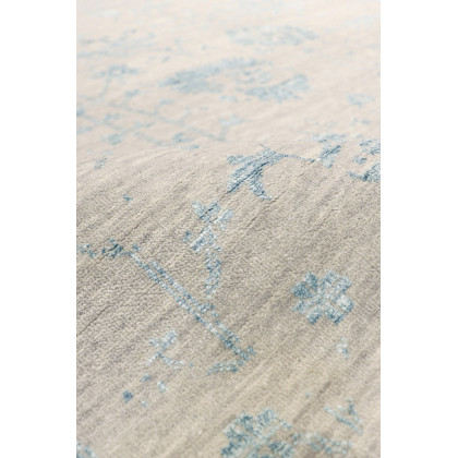 Pasargad - Transitional Collection Hand-Knotted Bamboo Silk/Wool Area Rug in Silver/Aqua, 108" x 142" (vase-4423 9x12)