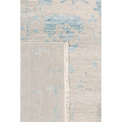 Pasargad - Transitional Collection Hand-Knotted Bamboo Silk/Wool Area Rug in Silver/Aqua, 108" x 142" (vase-4423 9x12)