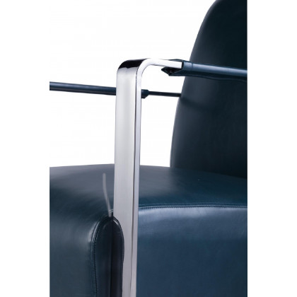 Pasargad - Luxe Upholstered Armchair in Teal/Chrome, Faux Leather