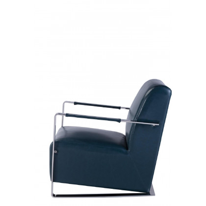 Pasargad - Luxe Upholstered Armchair in Teal/Chrome, Faux Leather