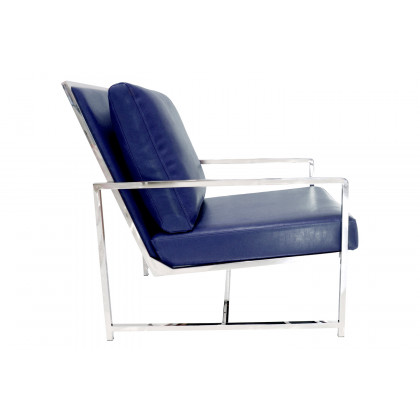 Pasargad Luxe Collection Navy Leather Chairs - Navy