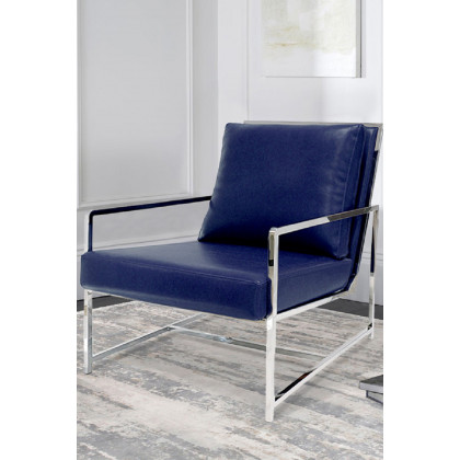 Pasargad Luxe Collection Navy Leather Chairs - Navy