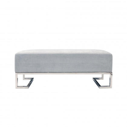 Pasargad Luxe Upholstered Bench - Blue/Chrome, Polyester