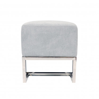 Pasargad Luxe Upholstered Bench - Blue/Chrome, Polyester