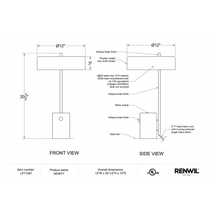 Renwil - Monty Table Lamp