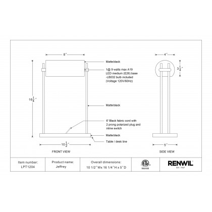 Renwil - Jeffrey Table Lamp