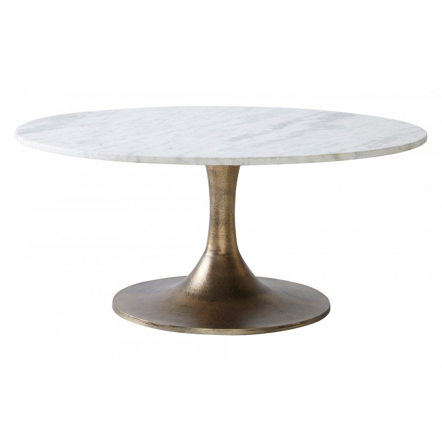 Renwil Lovisa Coffee Table - White Marble/Antique Brass
