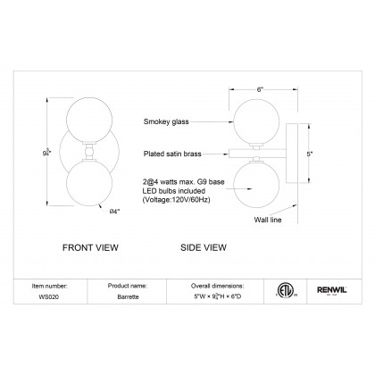 Renwil - Barrette Wall Sconces
