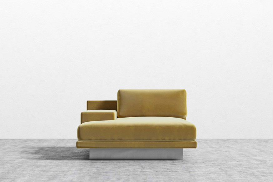 Rove™ Dresden Left Chaise with Armrest Plush Velvet - Golden Beryl