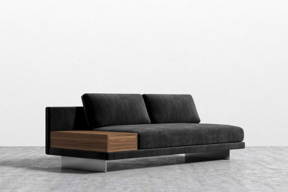 Rove™ Dresden Armless Sofa with Side Table Vintage Velvet - Black