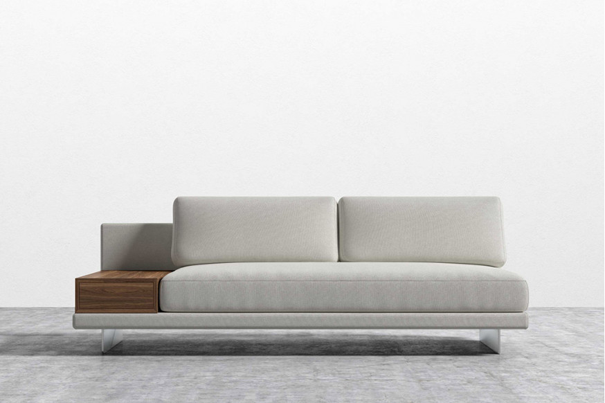 Rove™ Dresden Armless Sofa with Side Table Performance Weave - Cinder
