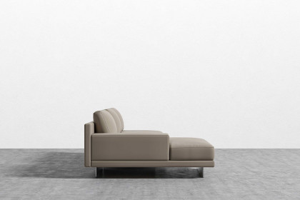 Rove™ Dresden Sectional Sofa with White Lacquer Side Table Microfiber Leather Trento Hazelnut - Left-Hand-Facing