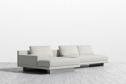 Rove™ Dresden Sectional Sofa with White Lacquer Side Table Venice Vegan Suede Caspian - Left-Hand-Facing