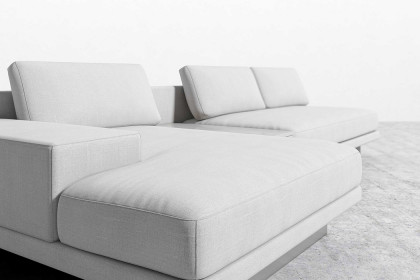 Rove™ Dresden Sectional Sofa with White Lacquer Side Table Leuven Linen Opal - Left-Hand-Facing